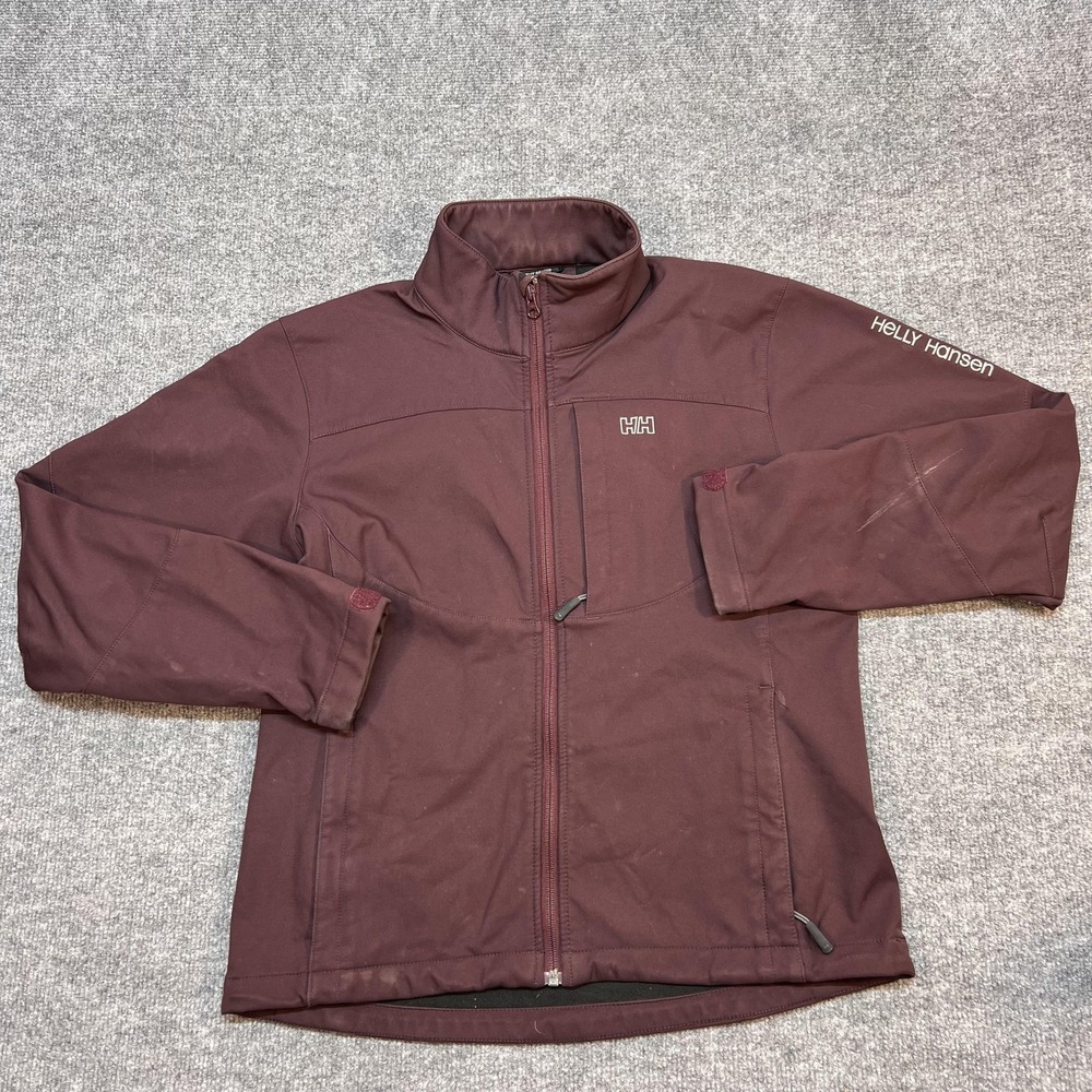 Helly Hansen Jacket Womens Medium Red Softshell Fleece Lined Full Zip Hiking